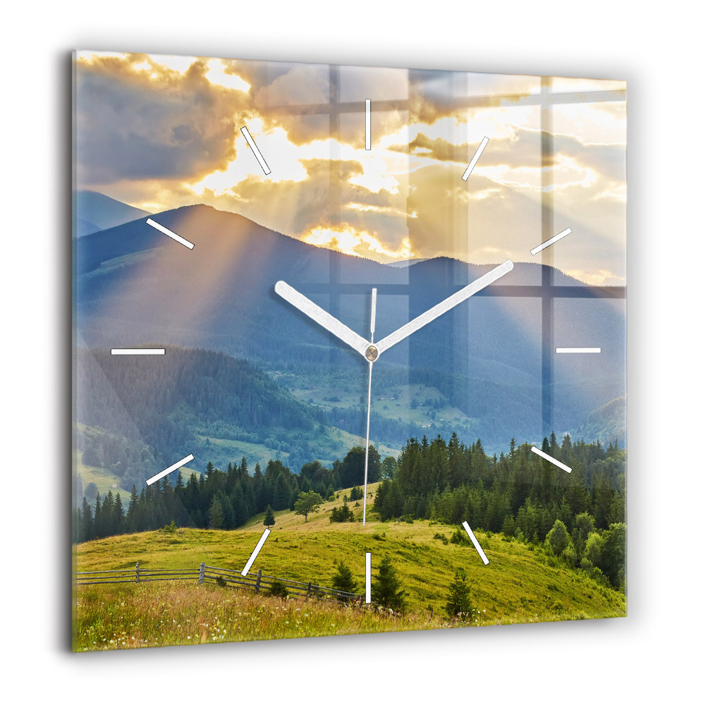 Horloge murale carrée 60x60 cm Paysage avec forêts