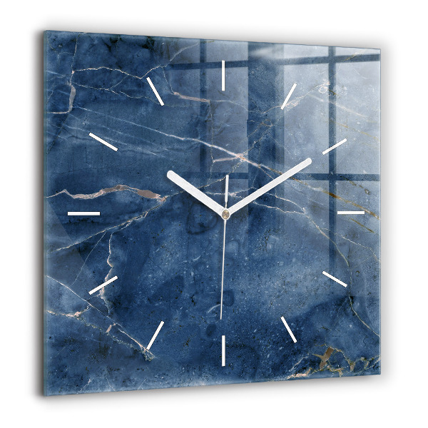 Horloge murale carrée 60x60 cm Texture de marbre bleu