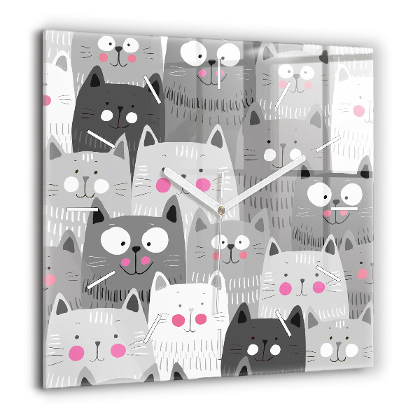 Horloge murale carrée 60x60 cm Motif avec des chats