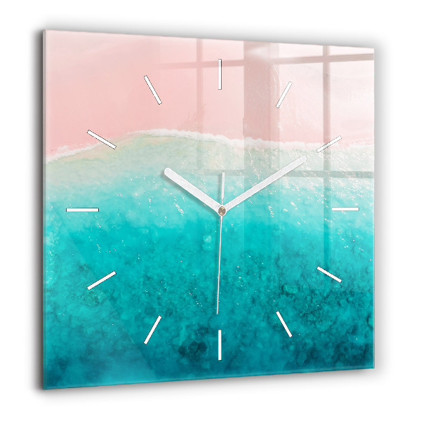 Horloge carrée en verre 60x60 cm Plage de sable marin