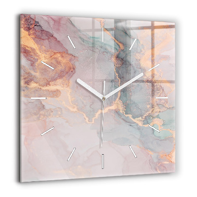 Pendule carrée en verre 60x60 cm Texture de marbre