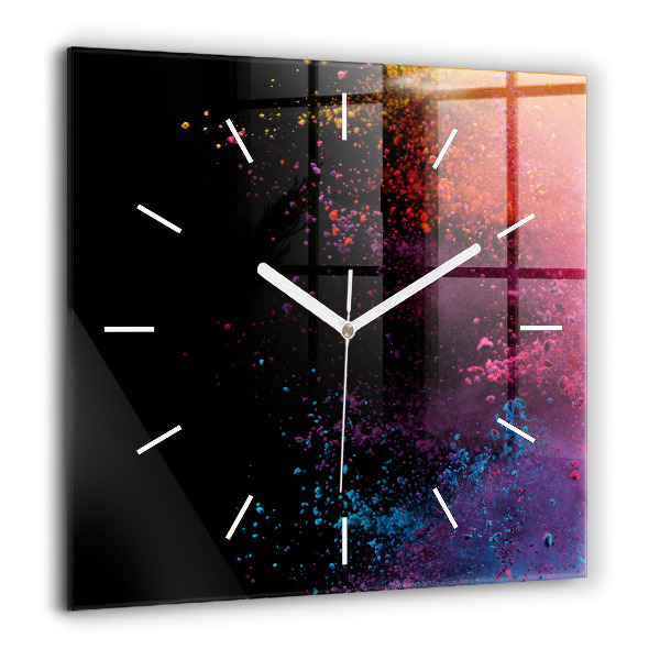 Horloge murale carrée 60x60 cm Une explosion de couleurs