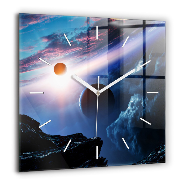 Horloge carrée en verre 60x60 cm Grande galaxie