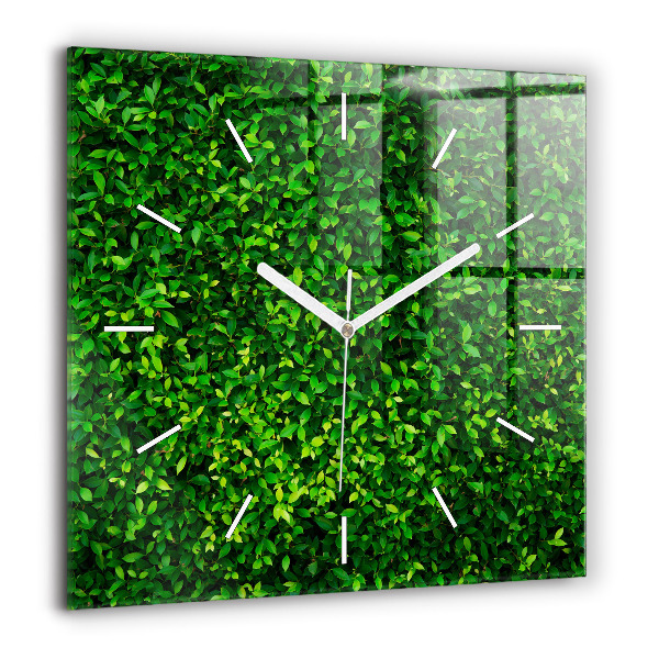 Horloge murale carrée 60x60 cm Feuilles de haie