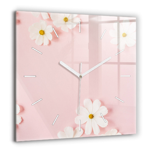 Horloge murale carrée 60x60 cm Fleurs de marguerite