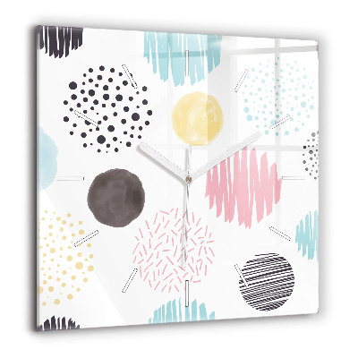 Pendule carrée en verre 60x60 cm Motif géométrique