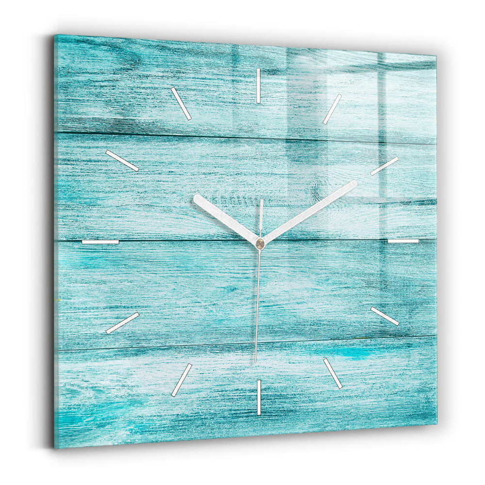 Pendule carrée en verre 60x60 cm Vieux bois bleu