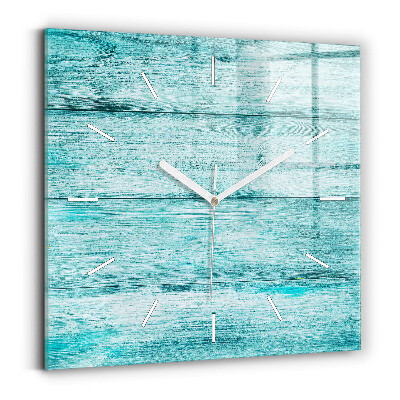 Pendule carrée en verre 60x60 cm Vieux bois bleu