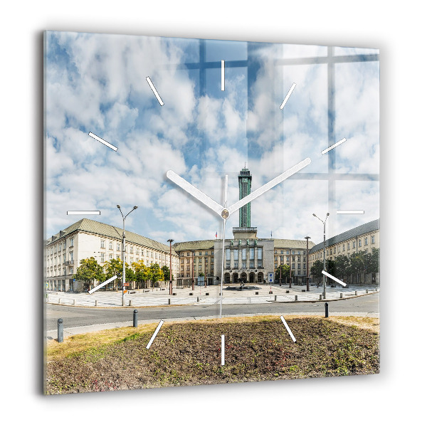 Horloge carrée en verre 60x60 cm Panorama d'Ostrava