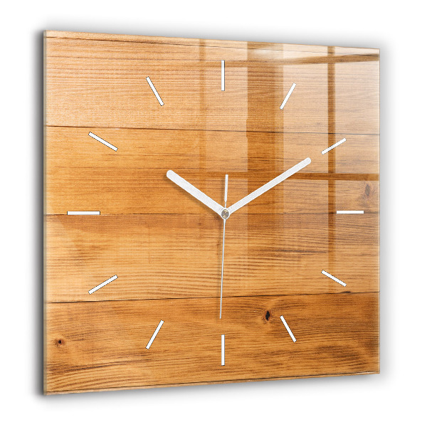 Pendule carrée en verre 60x60 cm Planches en bois