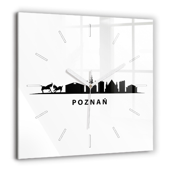 Horloge murale carrée 60x60 cm Graphique de la ligne d'horizon de Poznan