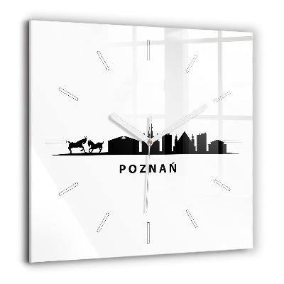 Horloge murale carrée 60x60 cm Graphique de la ligne d'horizon de Poznan