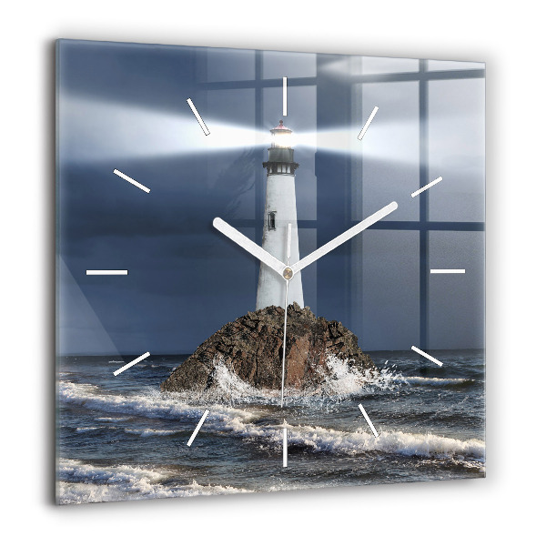 Horloge carrée en verre 60x60 cm Phare