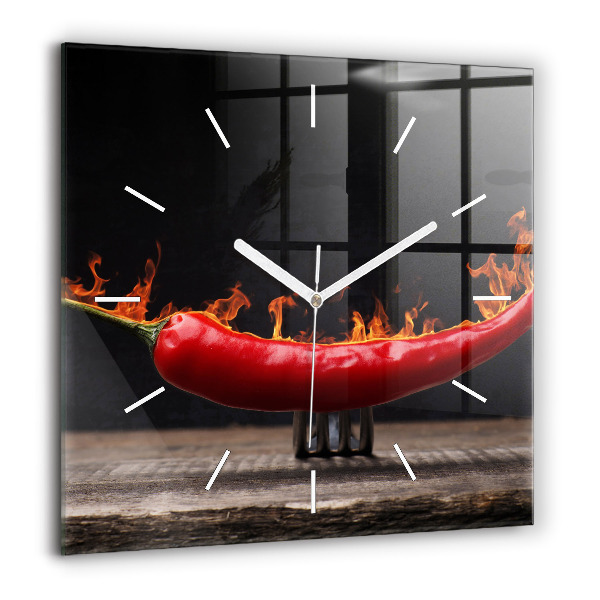 Horloge carrée en verre 60x60 cm Pepperoni au poivre