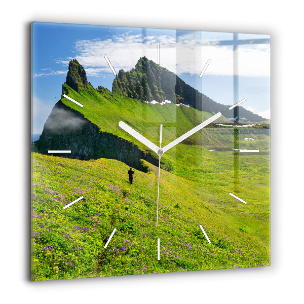 Pendule carrée en verre 60x60 cm Réserve naturelle de Hornstrandir, Islande