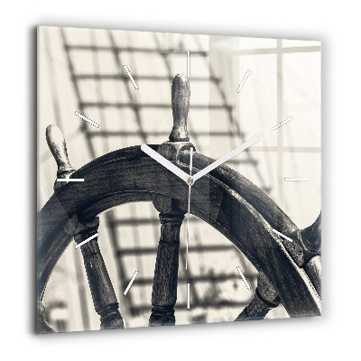 Pendule carrée en verre 60x60 cm Navire ancien