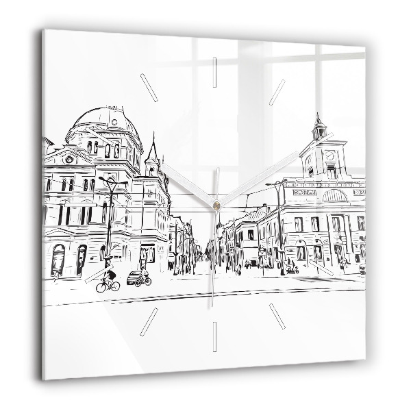 Pendule carrée en verre 60x60 cm Illustration de la ville de Poznan