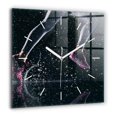 Pendule carrée en verre 60x60 cm Mode de vie sain et course à pied