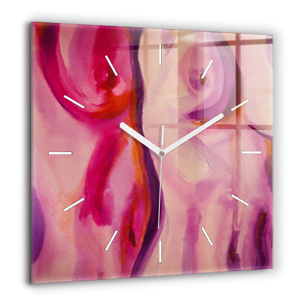 Horloge carrée en verre 60x60 cm Peinture de femmes