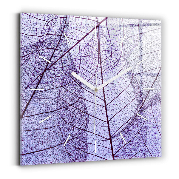 Pendule carrée en verre 60x60 cm Feuilles - nature