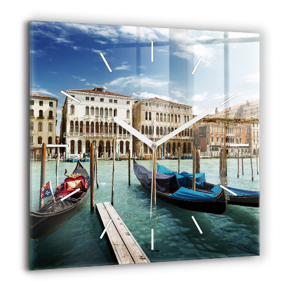 Horloge murale carrée 60x60 cm Gondoles Venise Italie