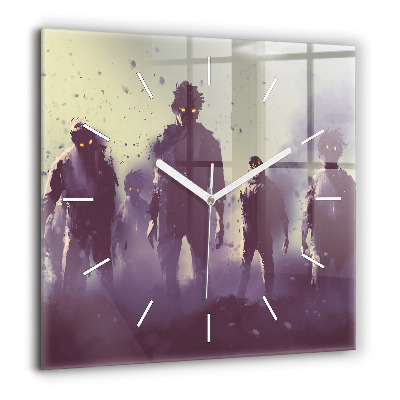 Horloge carrée en verre 60x60 cm Zombie la nuit - halloween