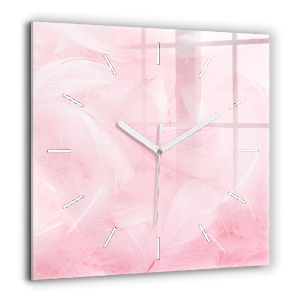 Horloge carrée en verre 60x60 cm Plume abstraite