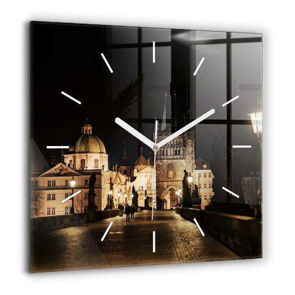 Horloge carrée en verre 60x60 cm Pont Charles à Prague