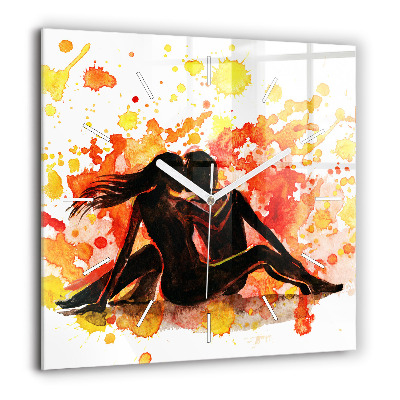 Pendule carrée en verre 60x60 cm Amour et couple amoureux