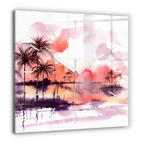 Horloge murale carrée 60x60 cm Paysage tropical