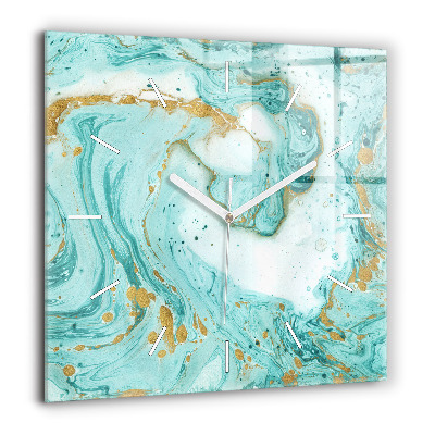 Horloge carrée en verre 60x60 cm Texture de marbre