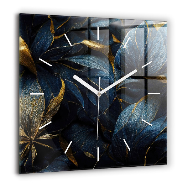 Horloge carrée en verre 60x60 cm Fleurs décoratives