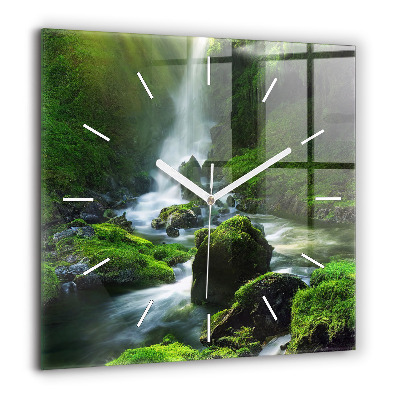 Horloge murale carrée 60x60 cm Cascade et rochers