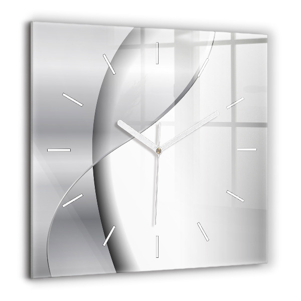 Horloge carrée en verre 60x60 cm Abstraction argentée