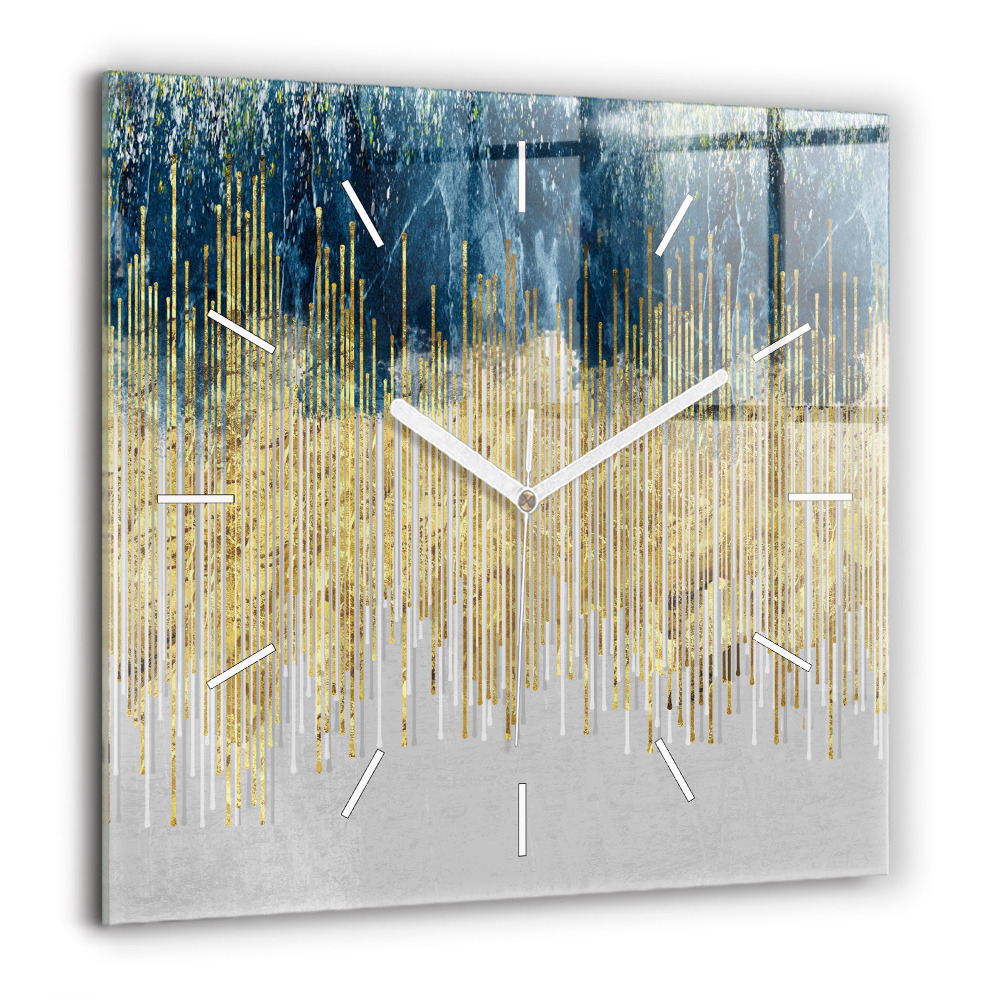 Pendule carrée en verre 60x60 cm Motif décoratif et or