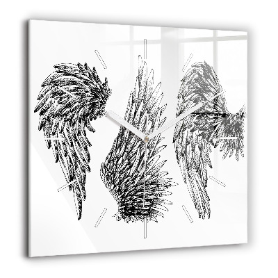 Horloge carrée en verre 60x60 cm Ailes d'ange