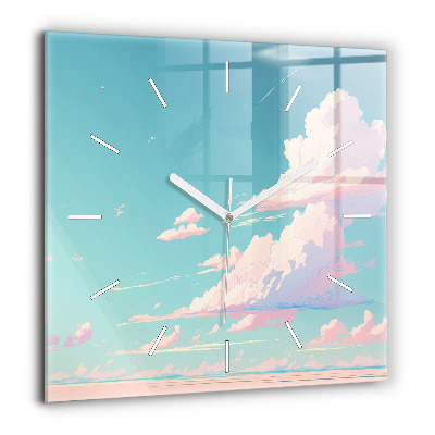 Horloge murale carrée 60x60 cm Ciel couleur pastel
