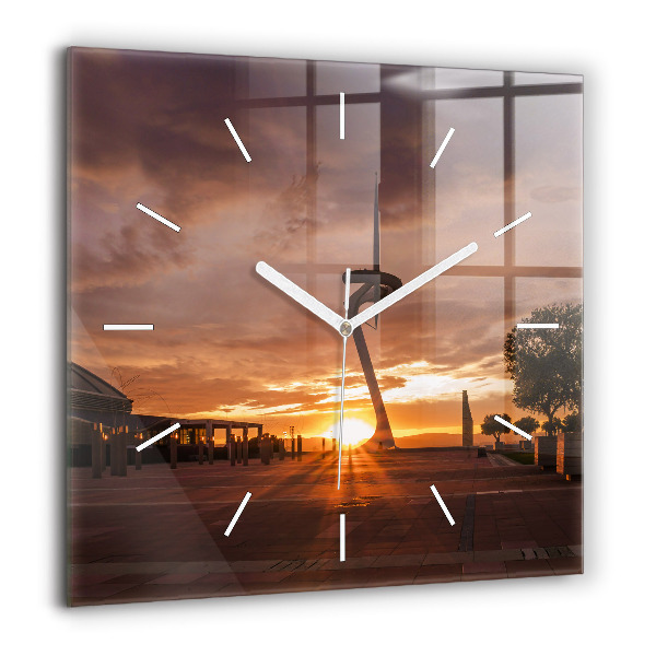 Horloge carrée en verre 60x60 cm Parc olympique de Barcelone