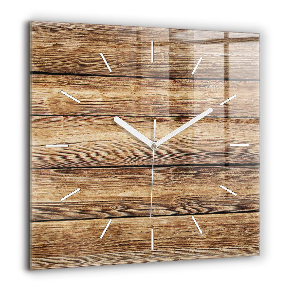 Pendule carrée en verre 60x60 cm Planches en bois