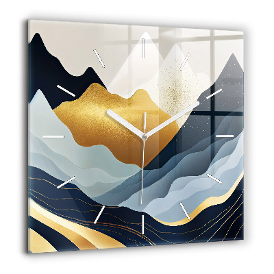 Horloge carrée en verre 60x60 cm Montagnes abstraites