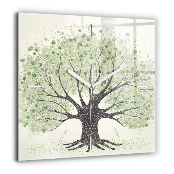 Horloge murale carrée 60x60 cm Grand arbre nature