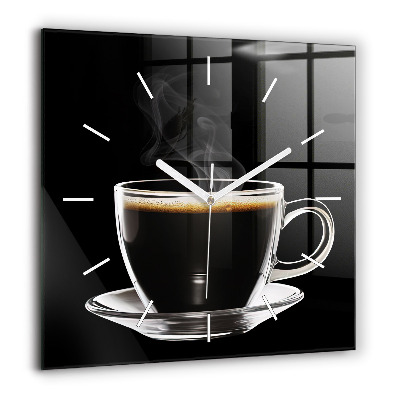 Horloge murale carrée 60x60 cm Café noir