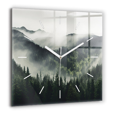 Horloge murale carrée 60x60 cm Paysage forestier