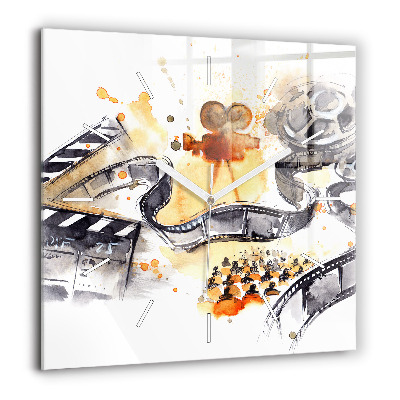 Horloge carrée en verre 60x60 cm Caméra de cinéma