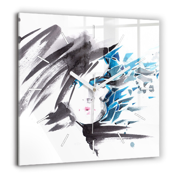 Horloge murale carrée 60x60 cm Visage abstrait d'une femme