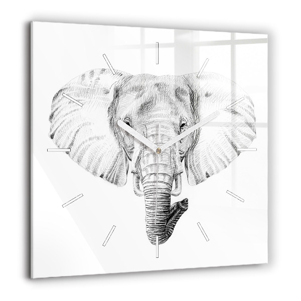 Horloge murale carrée 60x60 cm Tête d'éléphant graphique