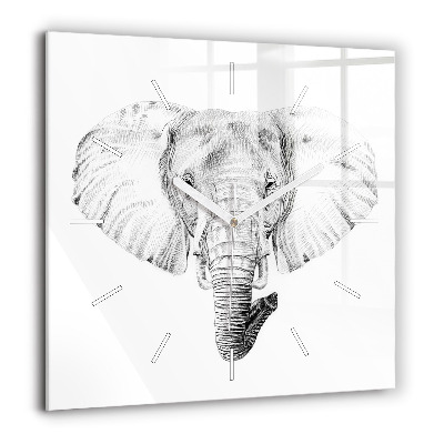 Horloge murale carrée 60x60 cm Tête d'éléphant graphique