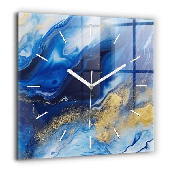 Horloge murale carrée 60x60 cm Marbre bleu