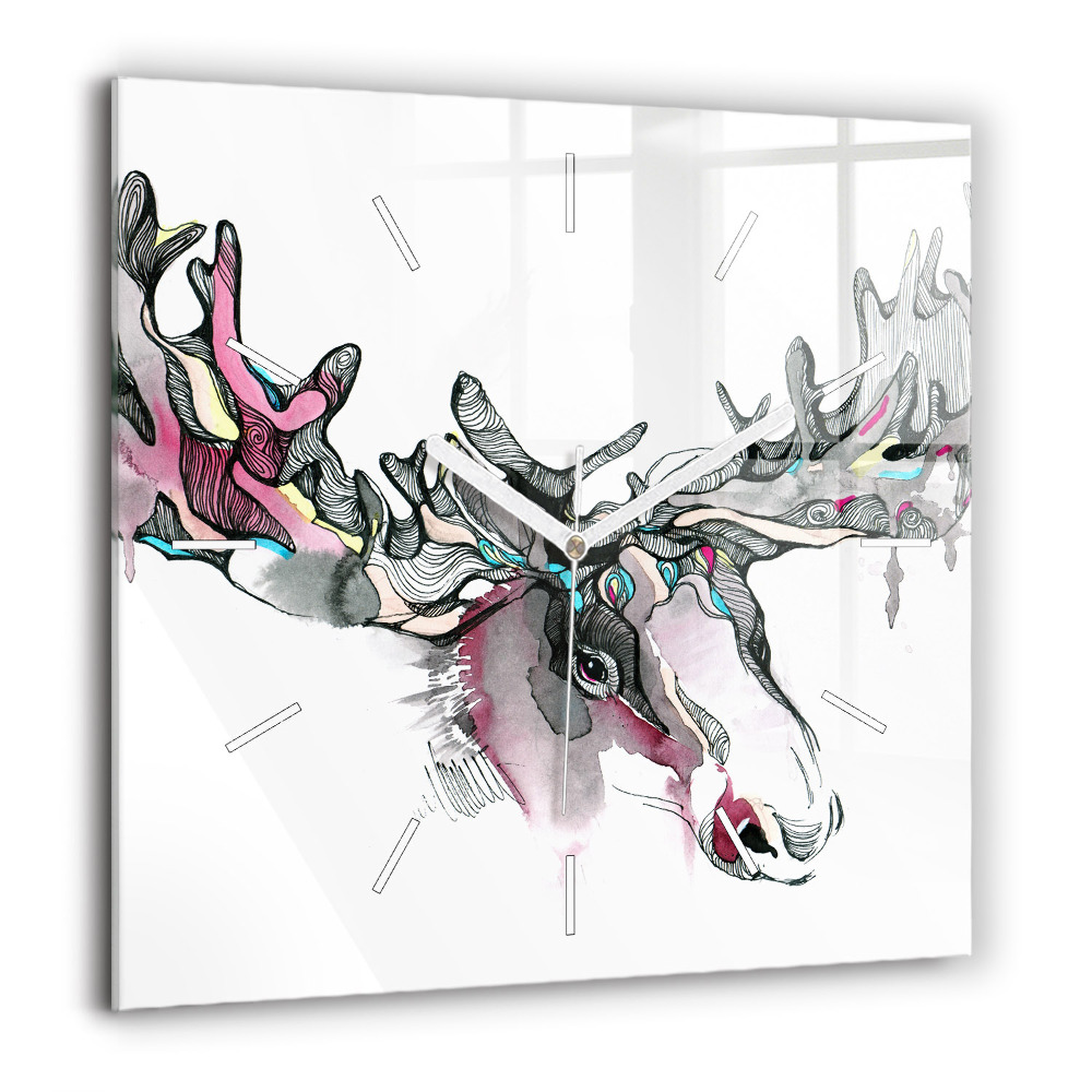 Horloge murale carrée 60x60 cm Abstraction d'un élan