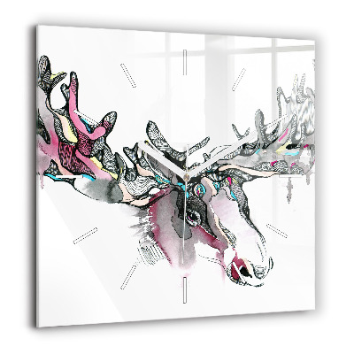 Horloge murale carrée 60x60 cm Abstraction d'un élan